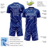 Uniform Soccer Custom White Jersey Sublimation Royal Lightning Uniform Soccer Custom White Jersey Sublimation Royal Lightning