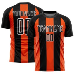 Custom Orange-White Sublimation Jersey Black Uniform Soccer Line