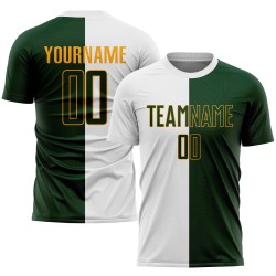Jersey White Custom Fashion Split Green-Gold Uniform Sublimation Soccer