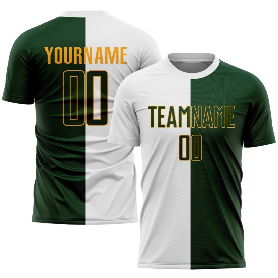 Jersey White Custom Fashion Split Green-Gold Uniform Sublimation Soccer Jersey White Custom Fashion Split Green-Gold Uniform Sublimation Soccer