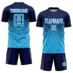 Jersey Sublimation Uniform Navy Sky Blue-White Soccer Custom