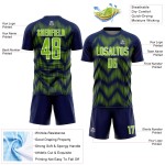 Navy Sublimation Custom Uniform Green-White Line Jersey Neon Soccer Navy Sublimation Custom Uniform Green-White Line Jersey Neon Soccer