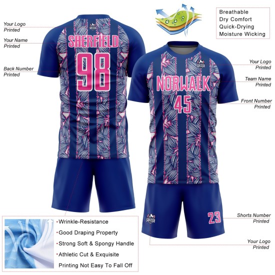 Jersey Pink-White Sublimation Uniform Custom Royal Soccer Flowers Jersey Pink-White Sublimation Uniform Custom Royal Soccer Flowers