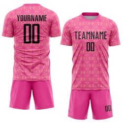 Uniform Sublimation Black-Medium Jersey Pink Soccer Geometric Shapes Custom Pink