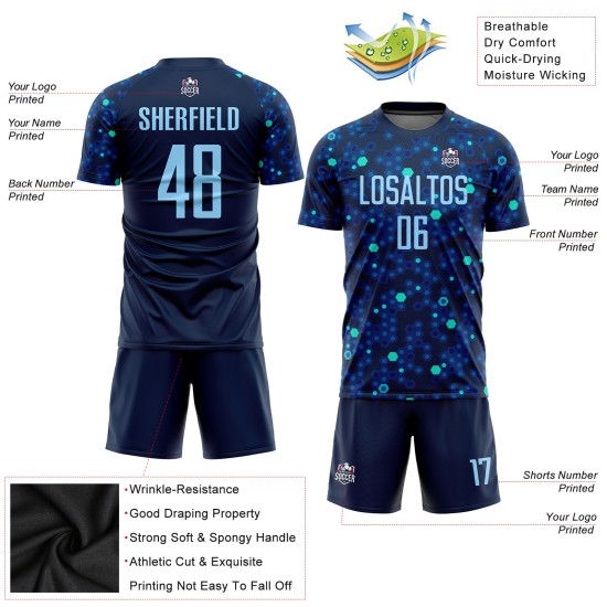 Custom Soccer Blue-Royal Jersey Light Sublimation Uniform Navy Custom Soccer Blue-Royal Jersey Light Sublimation Uniform Navy