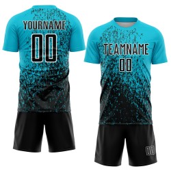 Fragment Art Lakes Blue Sublimation Soccer Jersey Custom Uniform Black-White Abstract