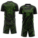 Sublimation Black Lightning Custom Jersey Uniform Soccer Green Aurora Sublimation Black Lightning Custom Jersey Uniform Soccer Green Aurora