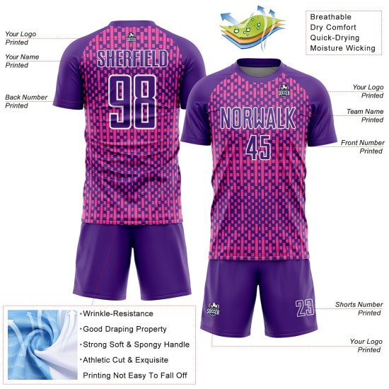 Geometric Pink-White Uniform Jersey Shapes Custom Soccer Purple Abstract Sublimation Geometric Pink-White Uniform Jersey Shapes Custom Soccer Purple Abstract Sublimation